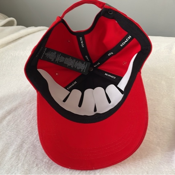 Coach Red Baseball Hat with Embroidered Logo - Picture 4 of 10